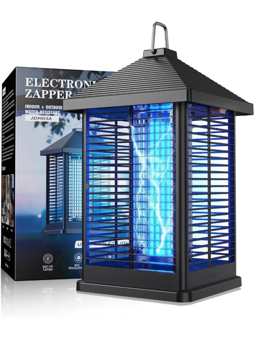 4000V Electric Bug Zapper with Smart Light Sensor - Waterproof Insect Trap for